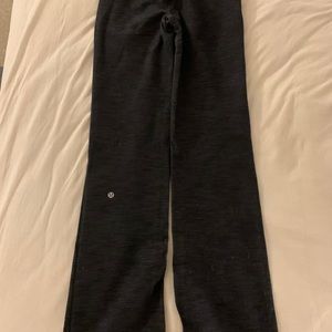 lululemon flared yoga pants with yellow waist band